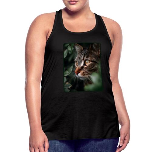 Tabby Cat Jungle Eyes Design - Women's Flowy Tank Top by Bella