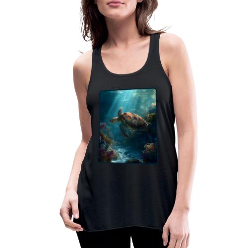 Sea Turtle Coral Reef Design - Women's Flowy Tank Top by Bella