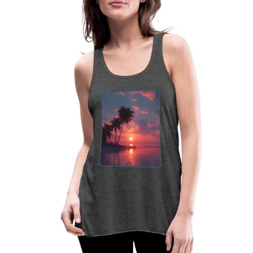 Tropical Sunset Ocean Reflection Design - Women's Flowy Tank Top by Bella