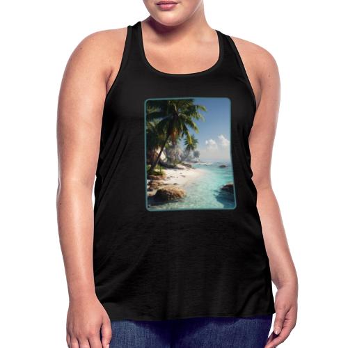 Tropical Beach Paradise Palm Design - Women's Flowy Tank Top by Bella