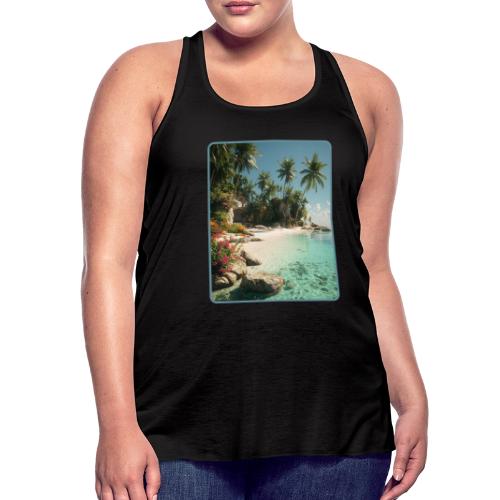 Serene Tropical Beach Floral Design - Women's Flowy Tank Top by Bella