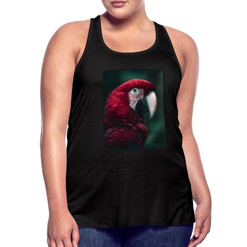 Red Green Macaw Bird Portrait Design - Women's Flowy Tank Top by Bella