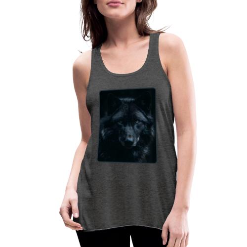 Black Wolf Intense Eyes Portrait Design - Women's Flowy Tank Top by Bella