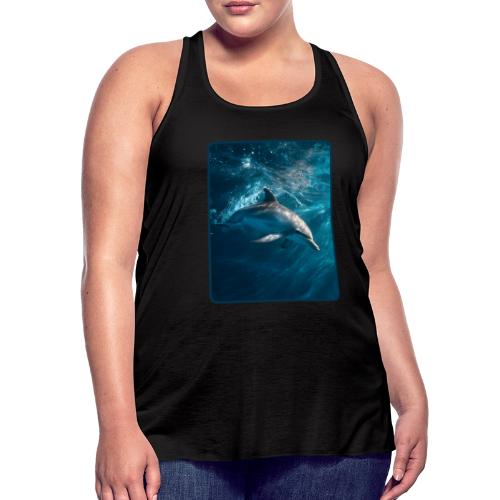 Dolphin Sunlit Ocean Serenity Design - Women's Flowy Tank Top by Bella