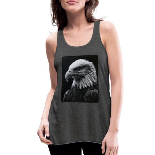 Black White Bald Eagle Design - Women's Flowy Tank Top by Bella
