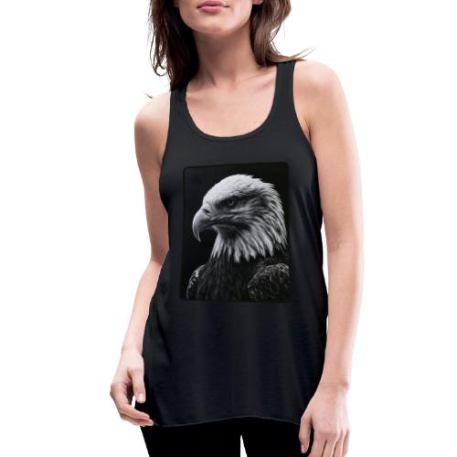 Black White Bald Eagle Design - Women's Flowy Tank Top by Bella