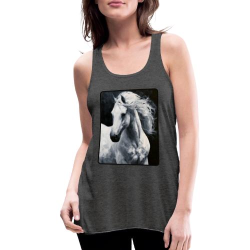White Horse Oil Painting Design - Women's Flowy Tank Top by Bella
