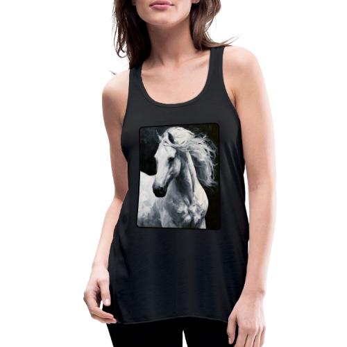 White Horse Oil Painting Design - Women's Flowy Tank Top by Bella