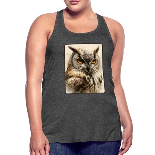 Great Horned Owl Watercolor Design - Women's Flowy Tank Top by Bella