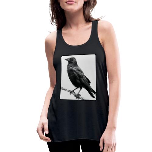 Raven Black and White Art Design - Women's Flowy Tank Top by Bella