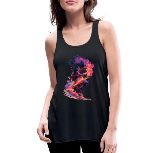 Flaming Ninja Warrior Fantasy Design - Women's Flowy Tank Top by Bella