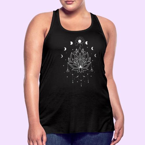 Third Eye White Lotus Flower - Moon Cycle Design - Women's Flowy Tank Top by Bella