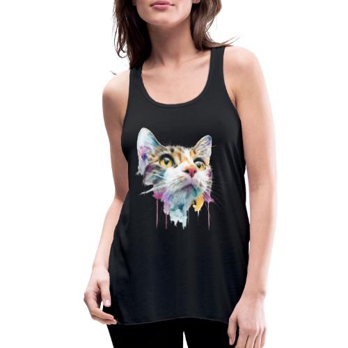 Chromatic Cat Splash - Women's Flowy Tank Top by Bella