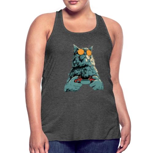 Cat: Fluff Mode On - Women's Flowy Tank Top by Bella