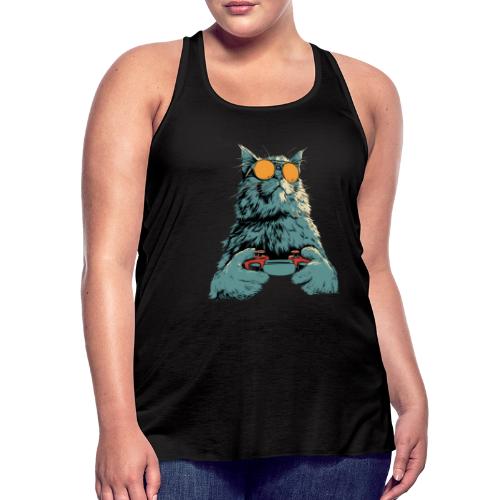 Cat: Fluff Mode On - Women's Flowy Tank Top by Bella