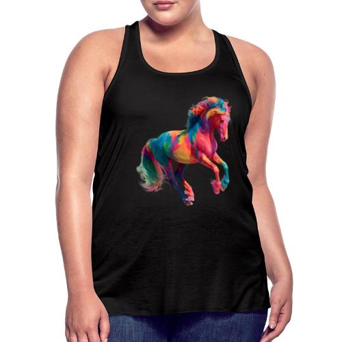 Colorful Paint Splatter Horse Art - Women's Flowy Tank Top by Bella