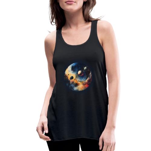 Chaotic Color Planets - Women's Flowy Tank Top by Bella