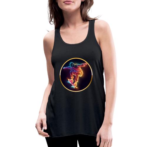 Skateboarding: Midnight Neon Skater - Women's Flowy Tank Top by Bella