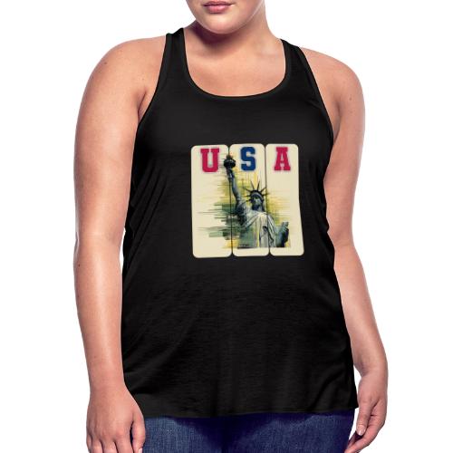 Art illustration of the Statue of Liberty - Women's Flowy Tank Top by Bella
