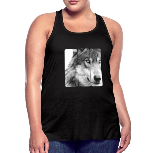 Wolf Face Triptych: Silent Alpha - Women's Flowy Tank Top by Bella