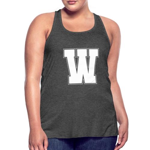 White Letter W – Varsity Alphabet Monogram - Women's Flowy Tank Top by Bella