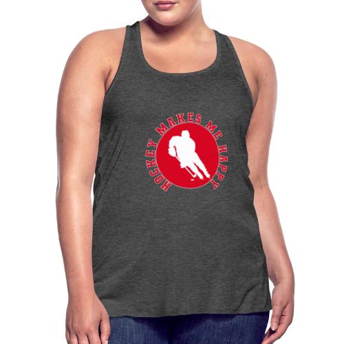 Hockey Makes Me Happy – Ice Hockey Fan Emblem - Women's Flowy Tank Top by Bella