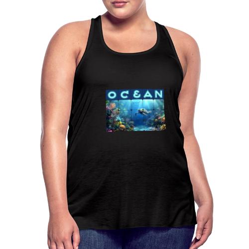Ocean: Turtle Drift - Women's Flowy Tank Top by Bella