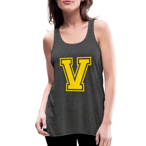 Letter V – Capital Athletic Alphabet Monogram - Women's Flowy Tank Top by Bella