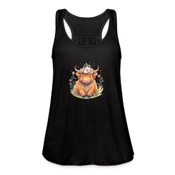 cow - Women's Flowy Tank Top by Bella - deep heather - Front - Julia (174cm)