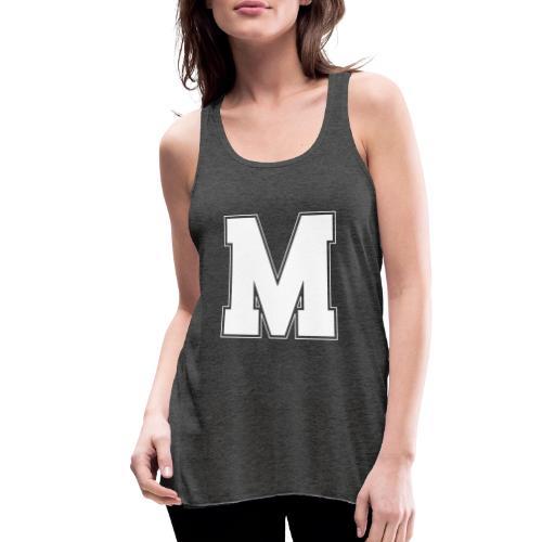 White Letter M – Varsity Alphabet Monogram - Women's Flowy Tank Top by Bella