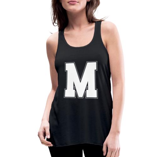 White Letter M – Varsity Alphabet Monogram - Women's Flowy Tank Top by Bella