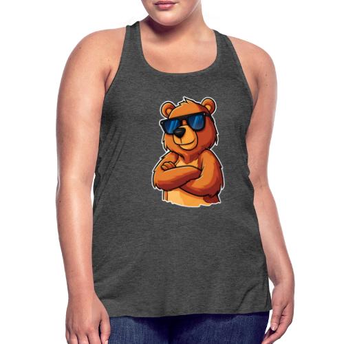Cool Bear Sunglasses Cartoon Design - Women's Flowy Tank Top by Bella
