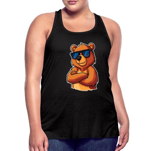 Cool Bear Sunglasses Cartoon Design - Women's Flowy Tank Top by Bella