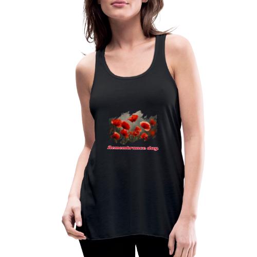 Remembrance Day with poppies - Women's Flowy Tank Top by Bella