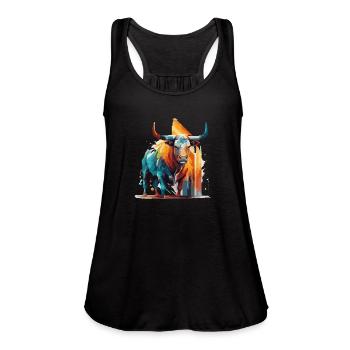 Bull, Bull, Rainbow - Women's Flowy Tank Top by Bella - deep heather - Front - Julia (174cm)
