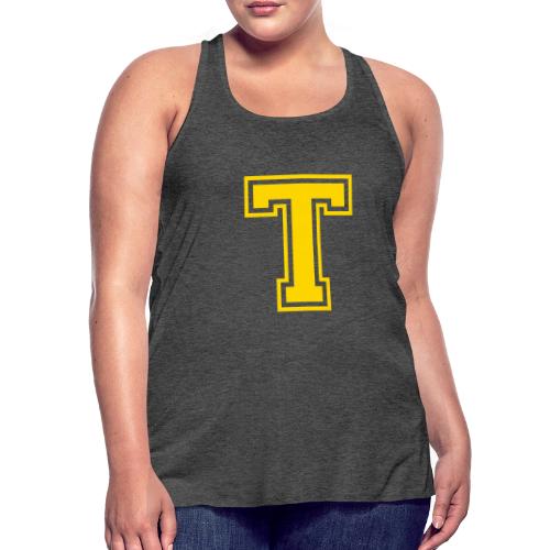 Letter T – Capital Athletic Alphabet Monogram - Women's Flowy Tank Top by Bella