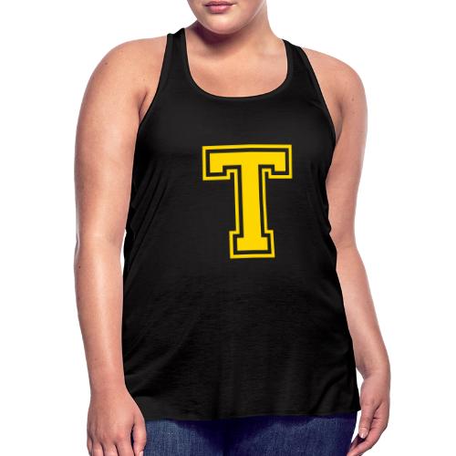 Letter T – Capital Athletic Alphabet Monogram - Women's Flowy Tank Top by Bella