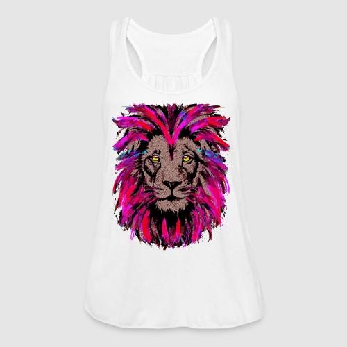 Purple Lion Head - Pink Lion Face Drawing - Women's Flowy Tank Top by Bella