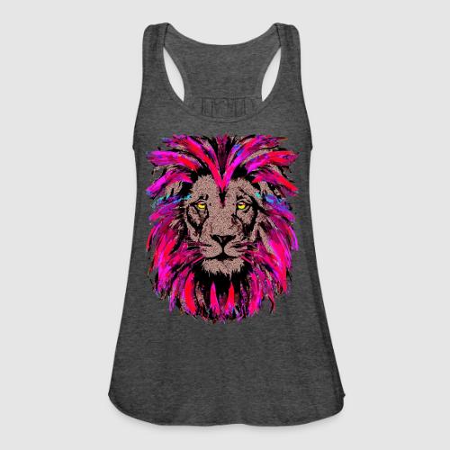 Purple Lion Head - Pink Lion Face Drawing - Women's Flowy Tank Top by Bella