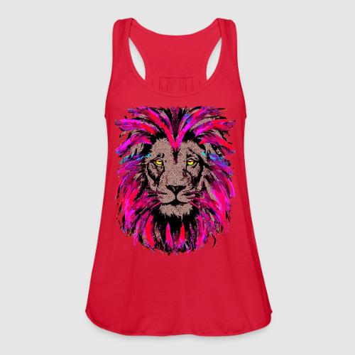 Purple Lion Head - Pink Lion Face Drawing - Women's Flowy Tank Top by Bella