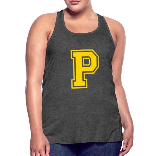 Letter P – Capital Athletic Alphabet Monogram - Women's Flowy Tank Top by Bella
