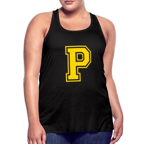 Letter P – Capital Athletic Alphabet Monogram - Women's Flowy Tank Top by Bella