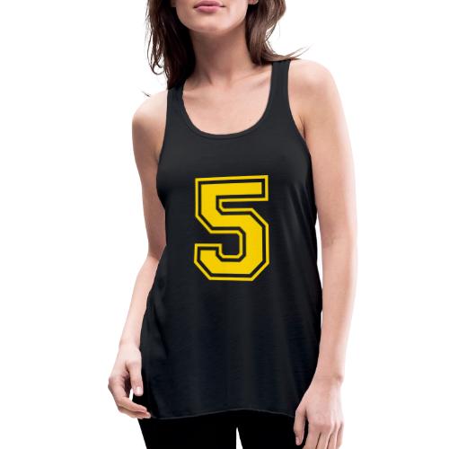 Number 5 in a classic athletic collegiate font - Women's Flowy Tank Top by Bella