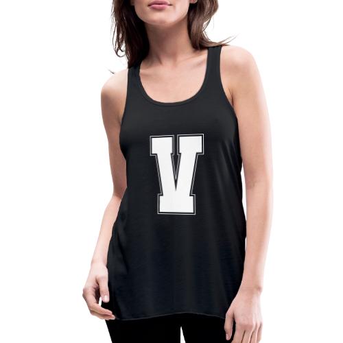 White Letter V – Varsity Alphabet Monogram - Women's Flowy Tank Top by Bella