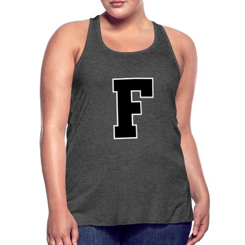 Varsity Letter F Athletic Monogram - Women's Flowy Tank Top by Bella