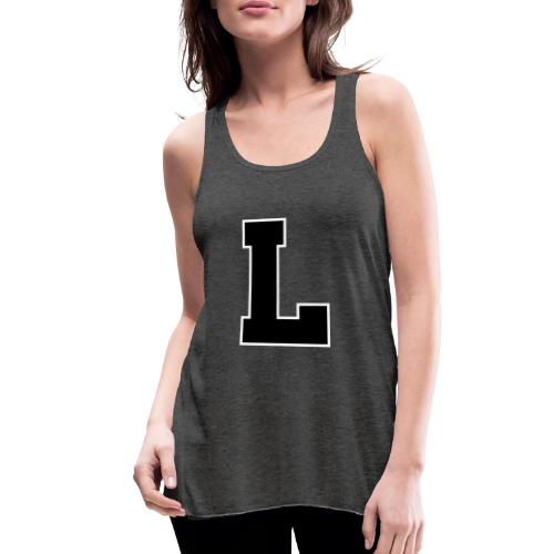Varsity Letter L Athletic Monogram - Women's Flowy Tank Top by Bella