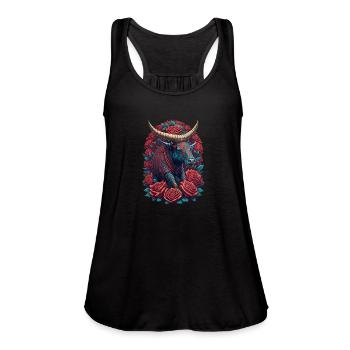 Roses Bull Bulls Red Colorful - Women's Flowy Tank Top by Bella - deep heather - Front - Julia (174cm)