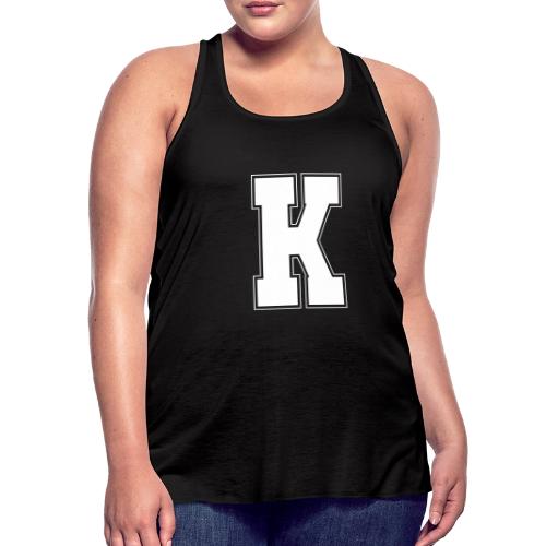 White Letter K – Varsity Alphabet Monogram - Women's Flowy Tank Top by Bella