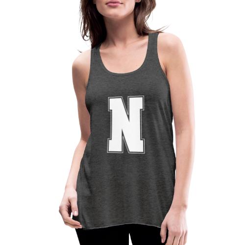 White Letter N – Varsity Alphabet Monogram - Women's Flowy Tank Top by Bella