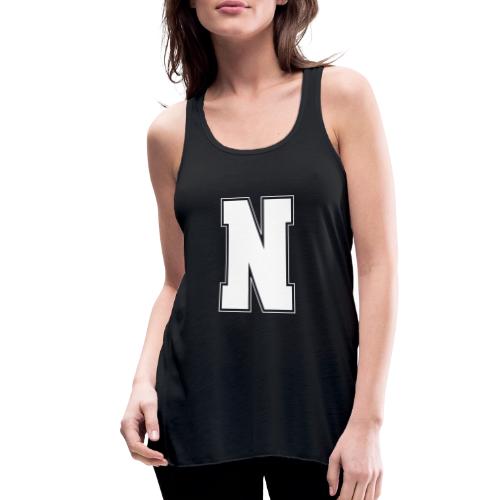 White Letter N – Varsity Alphabet Monogram - Women's Flowy Tank Top by Bella